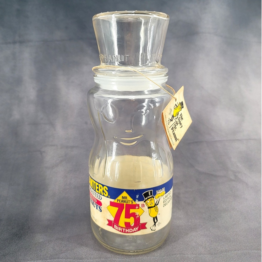 1991 Planters Mr. Peanut‎ 75th Anniversary Glass Decanter Limited Edition w/ Tag